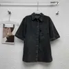 Camiseta feminina designer 23 verão novo fen workwear estilo casual versátil solto e fino lavagem denim camisa axy5