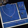 Necklace Earrings Set ZY UNIQUE Shiny Square Cut Cubic Zirconia Simplicity 4-piece Jewelry For Women Bridal Wedding Party ZY054