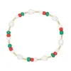 Strand Cadeau de Noël Ornement de Noël Imitation Perle Bracelet de perles plaqué or 18 carats
