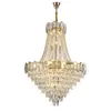 Lustres Cristal Luminaire Hall Décor Dimmable LED Lampe Suspendue Lustre Or Lustre De Luxe Appareil Ménager