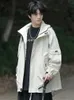 Jaquetas masculinas outono casual moda coreana ao ar livre tecido de nylon multibolsos com capuz casacos corta-vento 231110
