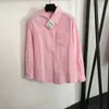 Женская осенняя длинные рукава блузки мода розовая белая рубашка для женщин роскошный дизайнер хлопок выключить воротника свободные буквы