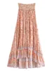 Юбки винтажная мода летняя женская цветочная принципа пляж богемный платье с высокой эластичной талией макси-а-линия богемная кожаная кожа 230410