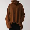 Canotte da donna Felpe con cappuccio oversize Maglione a collo alto primaverile Tasca a maniche lunghe casual allentata alla moda