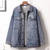 Kvinnors jackor denimjacka koreanska blommor broderier mocka frans lös chaquetas mujer kappa långärmad yttre kläder kvinnor veste femmewomen's