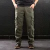 Men's Pants Cargo Tactical Multi-Pocket Cotton Overalls Combat Loose Slacks Trousers Man Army Military Straight Work