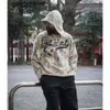 ماركة أزياء مصممة جديدة هوديي القديس مايكل ، 23SS DENIM دموع Kapok Graffiti Printed Trend Mens Hoodie