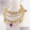 Chaîne New Woman Mitlayer Gold Color Heart Bracelets Bangles Charme pour femmes Crim Crystal Jewelry Drop Livrot Dhgarden Dhylp