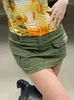 スカートグリーンハイウエストクラブの衣装のためのストリートウェアの服デザインサマーアプリコットカーゴミニ女性