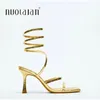 Sexy Sandals Dress Cross Women Ankle Stiletto Female Slides Narrow Band Party Ladies Shoes Square Toe High Heels Summer