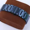 Titta på band blå rostfritt stål klockband strap metall armband rem 18mm 19mm 20mm 21mm 22mm rak ände för män kvinnor mode se 231108