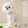 Dog Apparel Pet Dog Clothes Rose Jackets for Dogs Clothing Cat Small Flower Print Lace Bowknot Fashion Winter Chihuahua Pet Products 231110