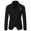 Costumes pour hommes Blazers Blazer pour hommes multi-boutons décoration décontracté col montant mâle Blazer mode mince couleur unie costume veste robe scène fête 231110