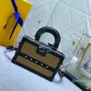 Square Bag Malle Crossbody Bag Women Handbags Purse Genuine Leather Handle Old Flower Letters Removable Strap Golden Hardware S Lock Buckle