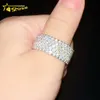 Niestandardowe mrożone mężczyzn Mężczyzna ślub Moissanite Sterling Sier 5Rows 2mm Lab Diamond Pierścienie zaręczynowe z certyfikatem GRA