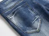 Herren Jeans Herren Tear Patch Jeans Neue hochwertige gerade dünne Denimhosen Marke Elastic Casual Jeans Blau Retro Plus Größe 29-42 231109