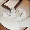 Hoop Huggie Earrings Kaitin Sier Needle Cloth Art Crystal Flower For Women Korean Fashion Personality Temperament Female Drop Deli Dh6Jm