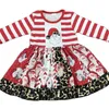 Abiti da ragazza Abiti da boutique per bambini Natale Babbo Natale abito a maniche lunghe in pizzo leopardato a strisce rosse 231108