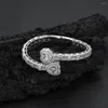 Bangle Iced Out Bling Opened Heart Zircon Charm Bracelet Baguette CZ Hearts For Men Women Hiphop Luxury Jewelry