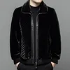 Autumn and Winter Faux Mink Fleece Trendy Top Fur Men's High End Coat Casual Middle Aged Youth Jacket Black Coats