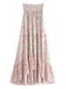 Юбки винтажная мода летняя женская цветочная принципа пляж богемный платье с высокой эластичной талией макси-а-линия богемная кожаная кожа 230410