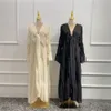 Vêtements ethniques Ramadan Eid Tunique Cardigan à manches bouffantes Musulman Abayas Kimono Musulmane Dubaï Robe de mode Service de culte arabe wy701 230410