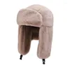 Ball Caps Fashion Warm Bomber Hats Faux Fur Thicken Earflap Autumn Winter Black White Ear Protect Russian Cycling Ski Hat