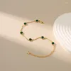 Strand Ccgood smycken och tillbehör Green Zircon Armband för kvinnor Guldpläterad 18 K Högkvalitativ minimalistisk tjej Chic Pulseras Mujer