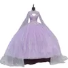 Lilas lavande princesse Quinceanera robes avec Cape chérie perlée appliques à lacets Corset bal robes de 15 quinceanera