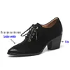 Scarpe eleganti SKLFGXZY 2023 Moda di marca Tacchi alti Décolleté in vera pelle Semplice Lace Up Punta a punta Ufficio Nero