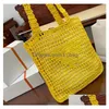 nnb Borse per la spesa Moda Mticolor Donna Negozio Estate Sabbia Spiaggia Vacanza Designer Scava fuori Borsa intrecciata Triangolo Lettera Design Pure Col Dhduj