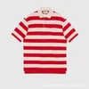 Womens Designer t-shirt survêtement Correct High Version Rouge Abricot Stripe Sleeve Polo Shirt