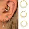 Hoop Earrings 1PC Cartilage Septum Daith Piercing Earing Bling CZ Round Ear Bone Tragus Buckle Ring For Women Men