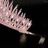 Haarspangen Brautkrone Kopfbedeckung Hochzeit Geburtstag Kopfschmuck Rosa Strass Retro Luxus Accessoires für Frauen