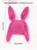 BeanieSkull Caps Fashion Women Knit Crochet Balaclava Hat Winter Ears Beanie Handmade Rabbit Hats 231109