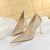 Chaussures habillées luxe sexy talon haut 9,5 cm talon mince super haut talon brillant diamant femmes chaussures chaussures simples chaussures de fête chaussures de mariage grand 43 231110