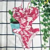 Sexy creux maillots de bain femmes licou maillot de bain imprimé fleuri maillot de bain femmes une pièce maillots de bain