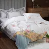 Bedding Sets White Egyptian Cotton Set Luxury 4pcs Flowers Embroidered Patchwork Princess Quilt/Duvet Cover Bed Sheet Pillowcases