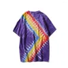 Magliette da uomo Camicia estiva fatta a mano Tie Dye Moda Spiral Star Ray Top colorati Hipster Skateboard Streetwear T-shirt in cotone maschile