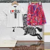 23ss Kid Set Set Sleb Set Kids Designer Older Girls Cround Heck Cotton Love Print