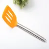 50pcs paslanmaz çelik saplı gıda sınıfı silikon yemek pişirme turner yapışmaz bükülebilir balık gözleme kürek spatula truner za6326