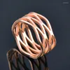 Cluster-Ringe KIOOZOL Edelstahl Hohl für Frauen Rose Gold Farbe Herzschlag Ring Modeschmuck 159 KO1