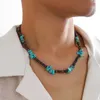 Choker moda vintage naturalne brązowe drewniane koraliki obojczyk Naszyjnik Czechski Geometryczny Kamień Letni plaż