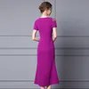 Casual Dresses Summer Purple Nail Diamond Elegant Warm Tight Waist Fishtail Evening Dress 230410