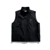 Men's Vests Men Streetwear Fashion Loose Spring Autumn Sleeveless All-match Stand Collar Japanese Style Male City Boy Casual