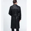 Mäns pälsläder Trenchrock dubbelbröst X-långa affärer Casual Plus Size Jacket M-5XL 115 kg kan bära