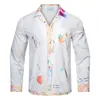 Mens Casual Shirt Casablanca Hawaiian Shirt Fashionable Lapel Summer Outdoor Loose Button Långärmad strandfeststil