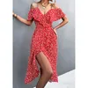 Casual Dresses Movokaka Ladies Spring Summer Sexy Straps Women Ruffles Off Shoulder Party Elegant Floral Print Beach 230410