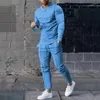 Tute da uomo Set europeo Primavera e autunno T-shirt a maniche lunghe con scollo tondo in due pezzi Pantaloni Abbigliamento casual