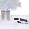 Decorações de Natal 60cm Iridescente Mini Fibra Óptica Mesa Árvore Artificial com Luzes LED Base de Prata Xmas Table Top 231110